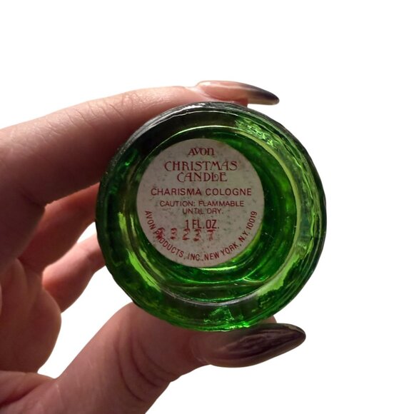 NIB Vintage Avon Christmas Candle Cologne | Green Glass Decanter w/ Box - Picture 2 of 6